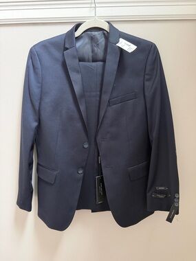 NWT Marc New York Navy Textured Boys' Skinny Suit Sz 16R